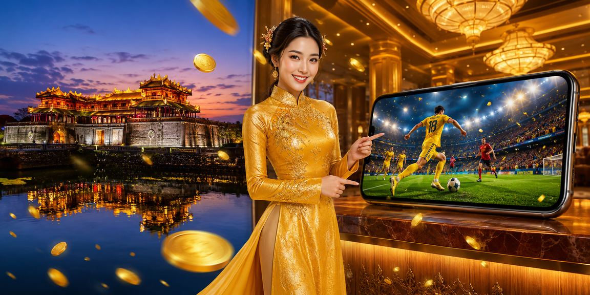 Người chơi casino di động tại Huế với trang phục áo dài truyền thống